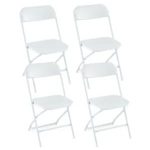 Set van 4 metalen klapstoelen draagbare terrasstoelen met kunststof zitting en rugleuning lichtgewicht buitenstoelen wit 1