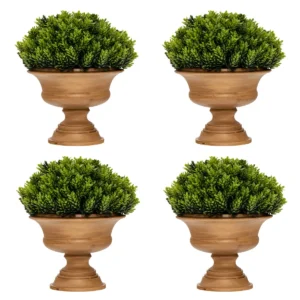 Set van 4 mini kunstplanten kunstboom met pot kleine kunstplant groen interieurdecoratie (dennenappels) 1