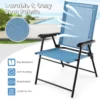 Set van 4 opvouwbare terrasstoelen draagbare stoelen met rugleuning en armleuningen en metalen frame eetstoelen voor buiten blauw 4