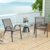 Set van 4 tuinstoelen voor buiten met metalen frame stapelbare eetkamerstoel van ademende stof fauteuil grijs 7