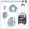 Set van 5 koffers voor kinderen set verrijdbare koffers voor kinderen met rugzak nekkussen etiquette lunchtas stevige bagage blauw 2