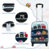 Set van 5 koffers voor kinderen set verrijdbare koffers voor kinderen met rugzak nekkussen etiquette lunchtas stevige bagage blauw 6