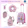 Set van 5 koffers voor kinderen set verrijdbare koffers voor kinderen met rugzak nekkussen etiquette lunchtas stevige bagage roze 2