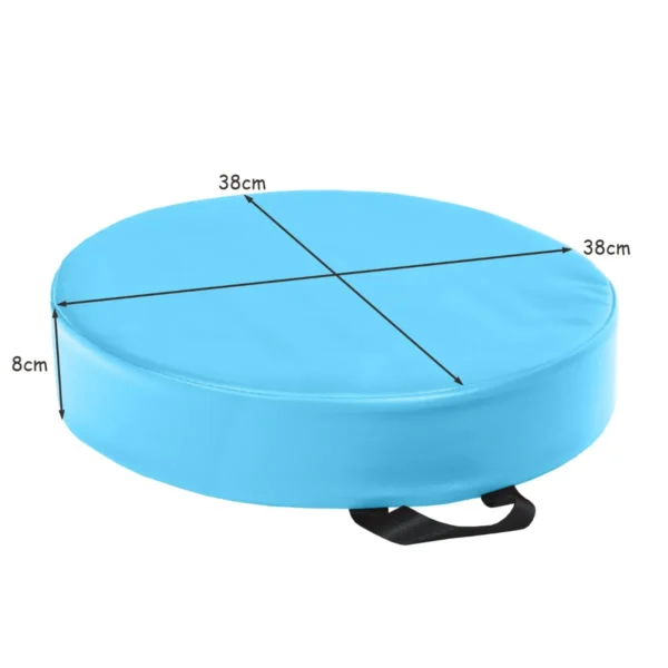 Set van 6 kinderstoelkussens met draagbare handgrepen ronde zitkussens met rits & pu oppervlak waterdichte zitkussens 38 x 38cm blauw 3