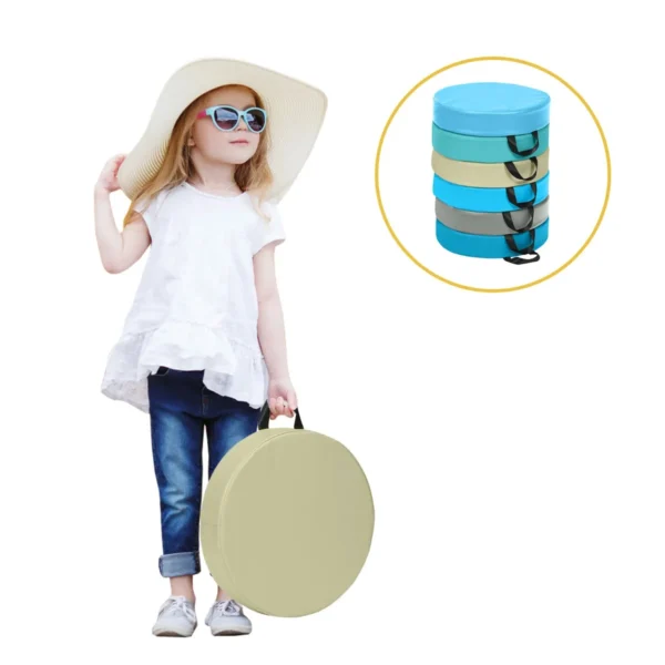 Set van 6 kinderstoelkussens met draagbare handgrepen ronde zitkussens met rits & pu oppervlak waterdichte zitkussens 38 x 38cm blauw 4