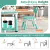 Set van kindertafel en 4 stoelen in hoogte verstelbaar bureau met graffiti blad multifunctionele tafel voor artistieke activiteiten groen 4