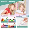 Set van kindertafel en 4 stoelen in hoogte verstelbaar bureau met graffiti blad multifunctionele tafel voor artistieke activiteiten groen 6