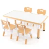 Set van kindertafel en 4 stoelen in hoogte verstelbaar bureau met graffiti blad multifunctionele tafel voor artistieke activiteiten natuur 1
