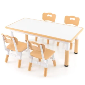 Set van kindertafel en 4 stoelen in hoogte verstelbaar bureau met graffiti blad multifunctionele tafel voor artistieke activiteiten natuur 1