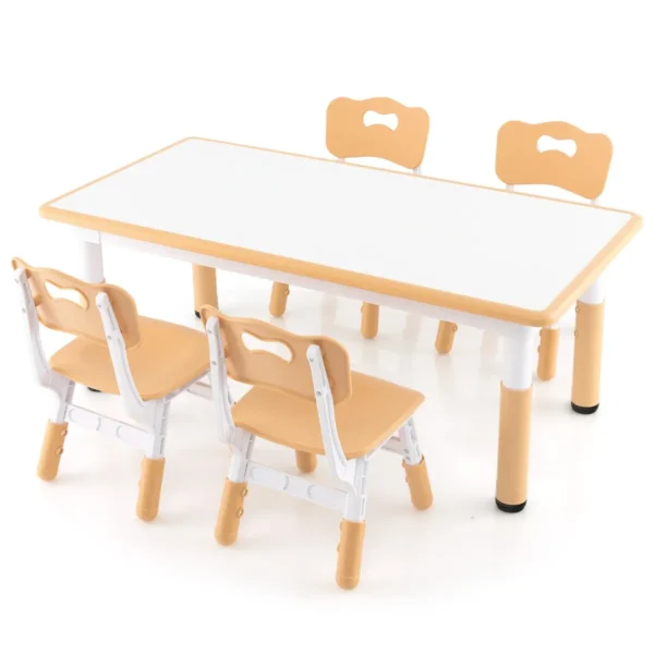 Set van kindertafel en 4 stoelen in hoogte verstelbaar bureau met graffiti blad multifunctionele tafel voor artistieke activiteiten natuur 1