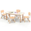 Set van kindertafel en 4 stoelen in hoogte verstelbaar bureau met graffiti blad multifunctionele tafel voor artistieke activiteiten natuur 2