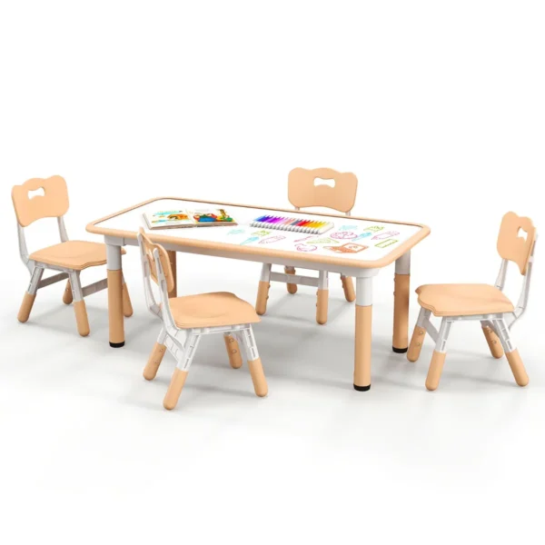 Set van kindertafel en 4 stoelen in hoogte verstelbaar bureau met graffiti blad multifunctionele tafel voor artistieke activiteiten natuur 2