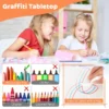Set van kindertafel en 4 stoelen in hoogte verstelbaar bureau met graffiti blad multifunctionele tafel voor artistieke activiteiten natuur 5