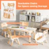 Set van kindertafel en 4 stoelen in hoogte verstelbaar bureau met graffiti blad multifunctionele tafel voor artistieke activiteiten natuur 6