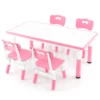 Set van kindertafel en 4 stoelen in hoogte verstelbaar bureau met graffiti blad multifunctionele tafel voor artistieke activiteiten roze 1