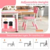 Set van kindertafel en 4 stoelen in hoogte verstelbaar bureau met graffiti blad multifunctionele tafel voor artistieke activiteiten roze 4