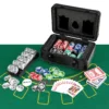 Set van texas hold'em poker chips 300 casino poker chips 2 decks kaarten dealer chip vilt mat aluminium koffer met 2 sleutels 1