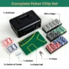 Set van texas hold'em poker chips 300 casino poker chips 2 decks kaarten dealer chip vilt mat aluminium koffer met 2 sleutels 4
