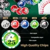 Set van texas hold'em poker chips 300 casino poker chips 2 decks kaarten dealer chip vilt mat aluminium koffer met 2 sleutels 5