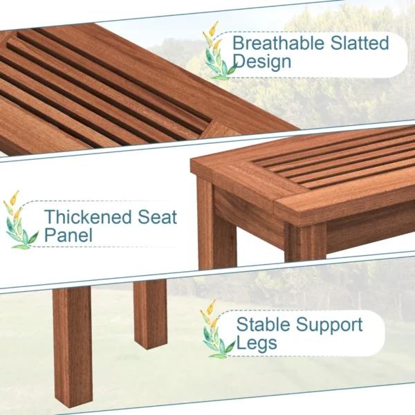 Set van twee tuinbanken zitbank zonder rugleuning houten bank tot 150 kg parkbank van massief hout krukbank voor tuin balkon 6