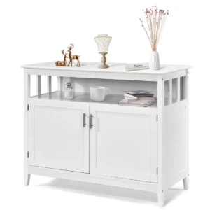 Sideboard keukenkast opbergkast met 2 deuren en verstelbare plank buffetkast voor woonkamer eetkamer wit 114 x 51 x 91 cm 1