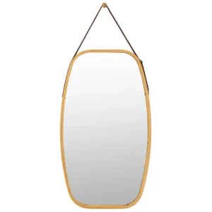 Sieraden spiegel met bamboe frame en verstelbare leren riem 77 x 44 x 1,5 cm 1