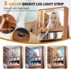 Sieradenkast met spiegel vrijstaande spiegelkast draaibaar met driekleurige ledlampen sieradenorganizer sieradenopslag (bruin) 7