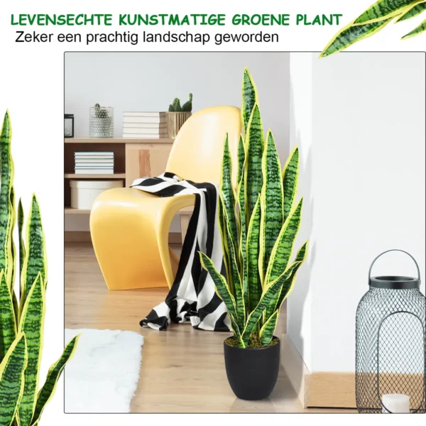 Snake kunstplant met stevige pot nep agave kunstplant voor thuis & kantoor 90cm geel 6