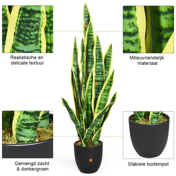Snake kunstplant met stevige pot nep agave kunstplant voor thuis & kantoor 90cm geel 7