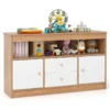 Speelgoedkast voor kinderen houten boekenkast voor kinderen open plank 2 lades 2 deuren voor speelkamer kinderkamer naturel 1
