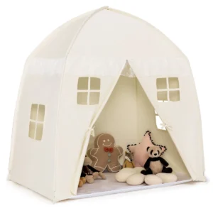 Speeltent grote prinsessentent draagbaar kasteel voor binnen en buiten speelhuis 143 x 100 x 155 cm beige 1