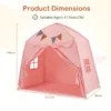 Speeltent voor kinderen van 3 tot 12 jaar bedtent voor peuters met vlaggen en koordverlichting binnen en buitenkindertent roze 2