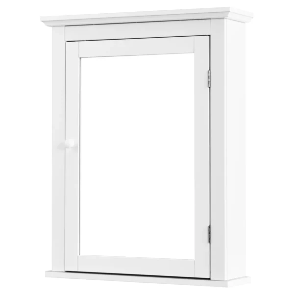 Spiegelkast badkamer wandkast met spiegel badkamerspiegelkast hangkast houten badkamerspiegel wit 56 x 14 x 69,5cm 4
