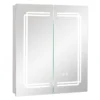 Spiegelkast voor badkamer met verlichting led badkamerkast met spiegel en dubbele deuren hangkast dimbaar anti condens wit 1