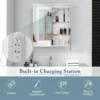 Spiegelkast voor badkamer met verlichting led badkamerkast met spiegel en dubbele deuren hangkast dimbaar anti condens wit 5