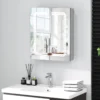 Spiegelkast voor badkamer met verlichting led badkamerkast met spiegel en dubbele deuren hangkast dimbaar anti condens wit 7