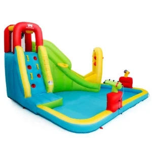 Springkasteel opblaasbaar speelbad waterpark peuterbad met glijbaan springkussen 400 x 335 x 230 cm gekleurd 1