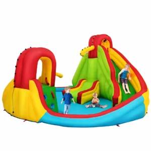 Springkasteel opblaasbare glijbaan kinderen springkasteel waterspeeltuin met 2 glijbanen & klimmuur 1
