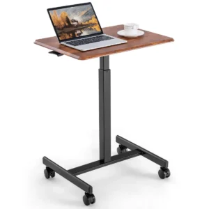 Sta bureau laptoptafel in hoogte verstelbaar 74 108 cm mobiel bureau bijzettafel met wielen laptop statafel draagbaar bruin 1