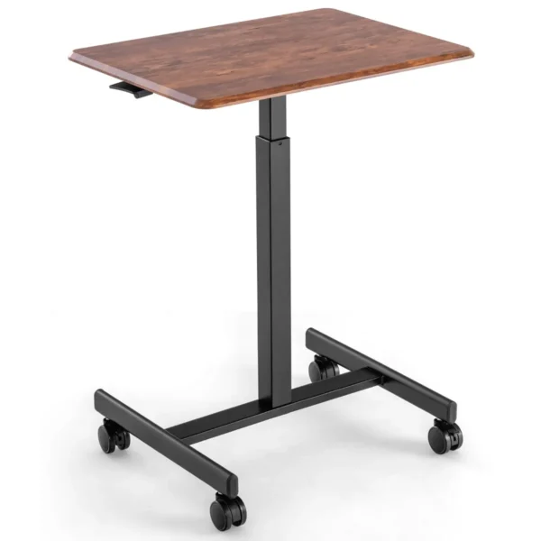 Sta bureau laptoptafel in hoogte verstelbaar 74 108 cm mobiel bureau bijzettafel met wielen laptop statafel draagbaar bruin 2