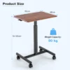 Sta bureau laptoptafel in hoogte verstelbaar 74 108 cm mobiel bureau bijzettafel met wielen laptop statafel draagbaar bruin 3