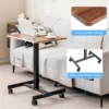 Sta bureau laptoptafel in hoogte verstelbaar 74 108 cm mobiel bureau bijzettafel met wielen laptop statafel draagbaar bruin 7