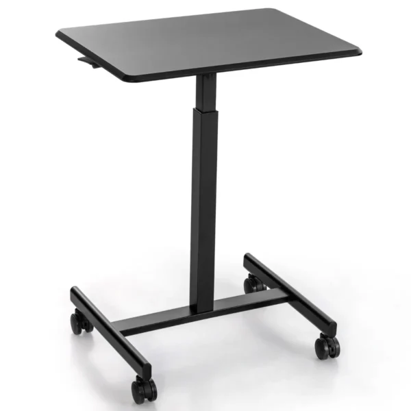 Sta bureau laptoptafel in hoogte verstelbaar 74 108 cm mobiel bureau bijzettafel met wielen laptop statafel draagbaar zwart 2