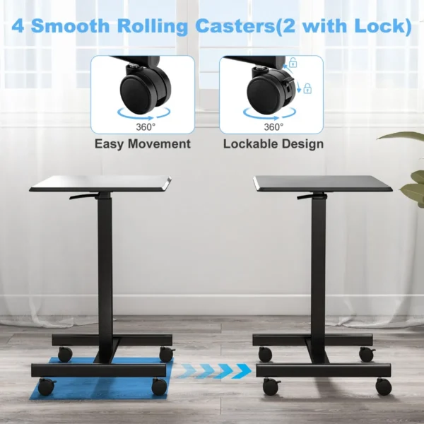 Sta bureau laptoptafel in hoogte verstelbaar 74 108 cm mobiel bureau bijzettafel met wielen laptop statafel draagbaar zwart 5