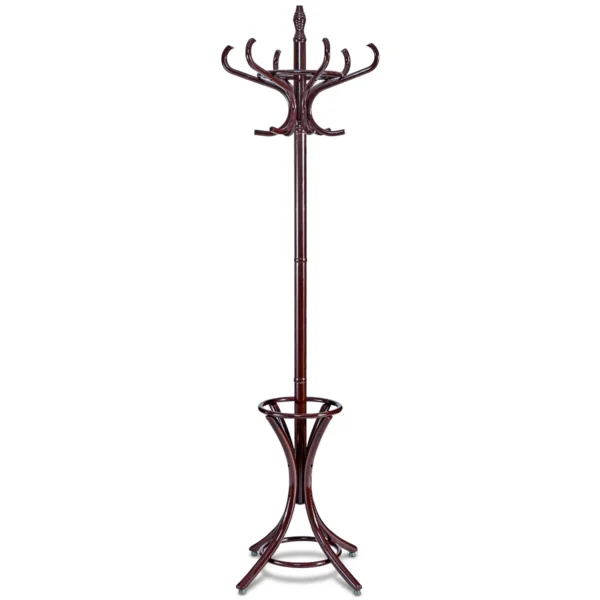 Staande kapstok hout 12 haken home hoed jas hanger boom 12 met paraplu houder kapstok bruin 2