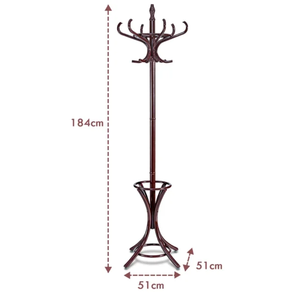 Staande kapstok hout 12 haken home hoed jas hanger boom 12 met paraplu houder kapstok bruin 4