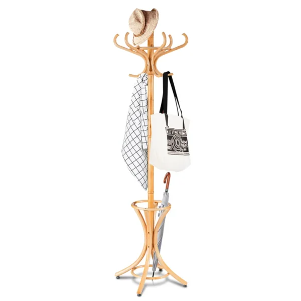 Staande kapstok hout 12 haken home hoed jas hanger boom 12 met paraplu houder kapstok nature 3