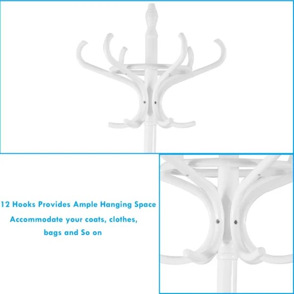Staande kapstok hout 12 haken home hoed jas hanger boom 12 met paraplu houder kapstok wit 7