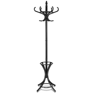 Staande kapstok hout 12 haken home hoed jas hanger boom 12 met paraplu houder kapstok zwart 1