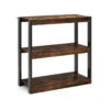 Staande kast 3 niveaus hout boekenkast multifunctioneel opbergrek metalen frame ladderrek industriële stijl voor slaapkamer werkkamer 2